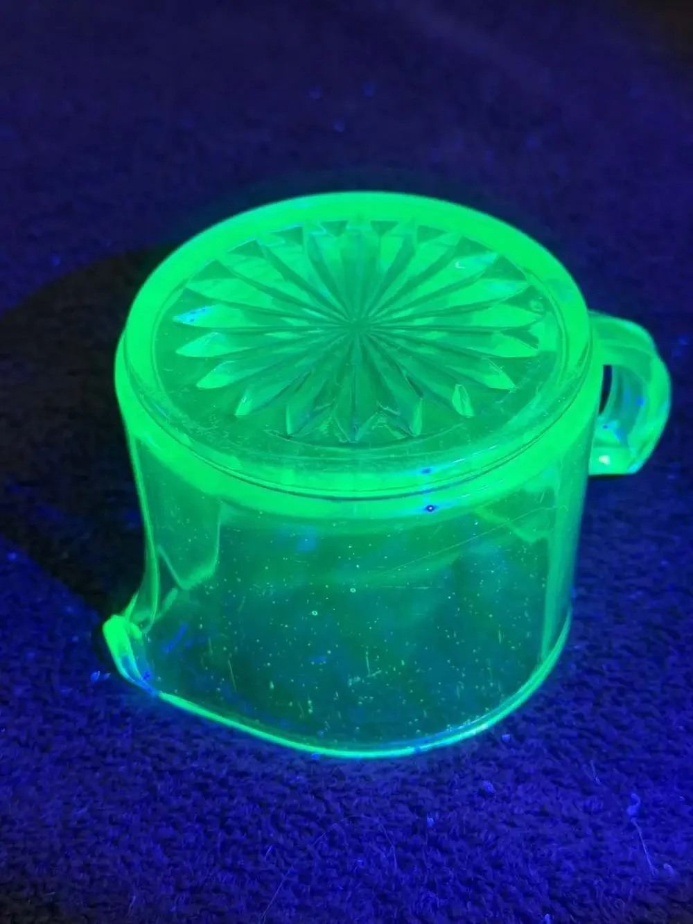 Vintage Uranium Depression Glass Creamer and Juicer Set